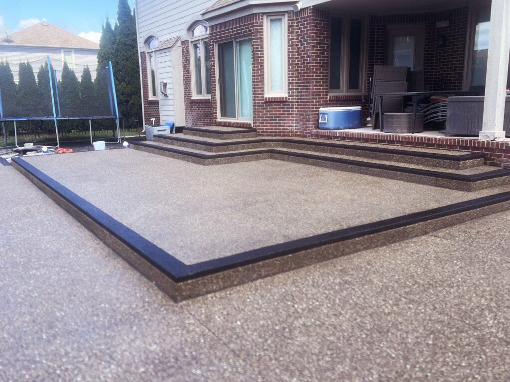 aggregate concrete patio installation in Michigan