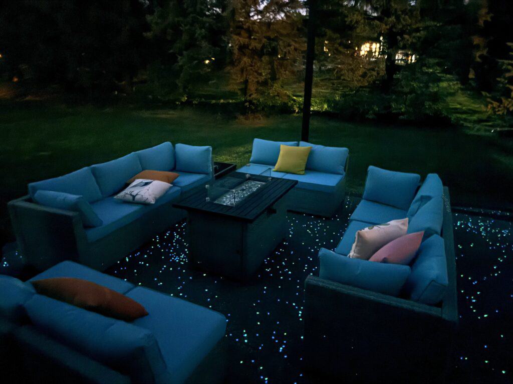 concrete patio glow stones